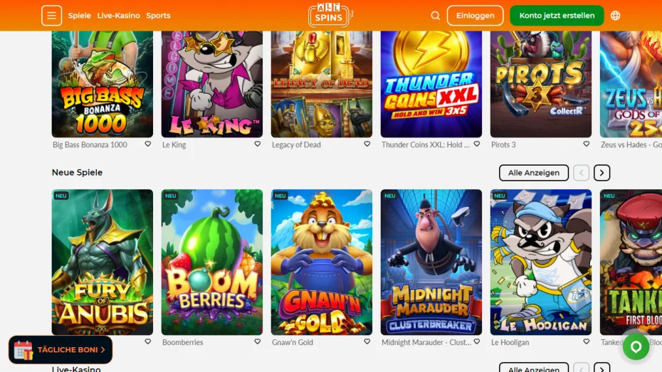 AllSpins Casino Freispiele ohne Einzahlung